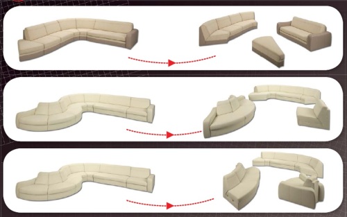 Aranjamente canapele modulare din piele - Meander.